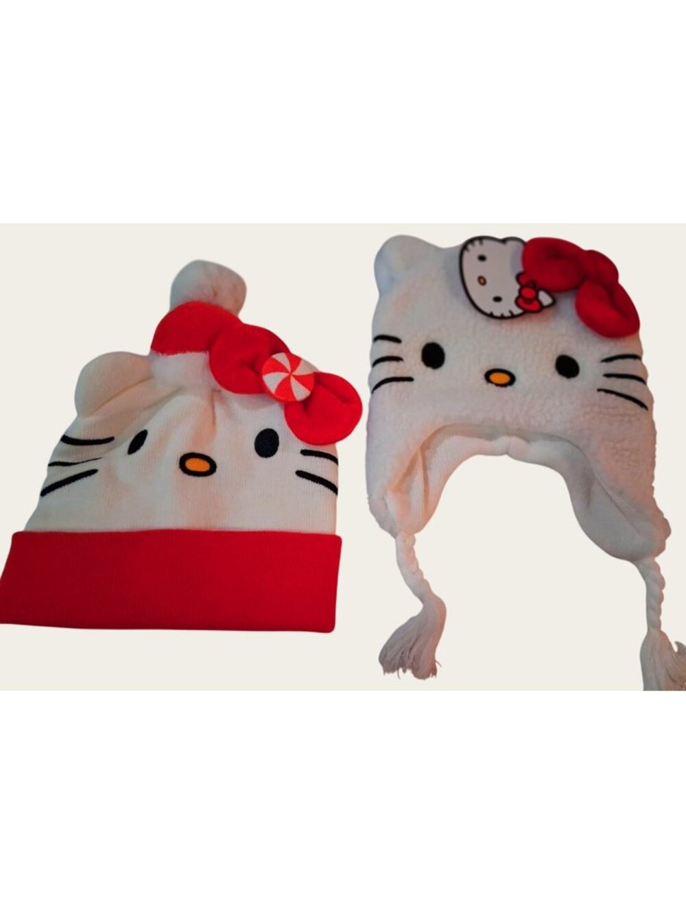 Hello Kitty Beanie & Fleece Hat Set Adult Osfa  NEW